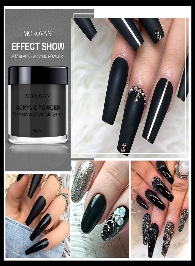 Morovan Black Acrylic Powder for Nails - 2oz Professional Acrylic Nail Powder Polymer Black Nail Powders for Acrylic Nail Extension Carving - Image 5